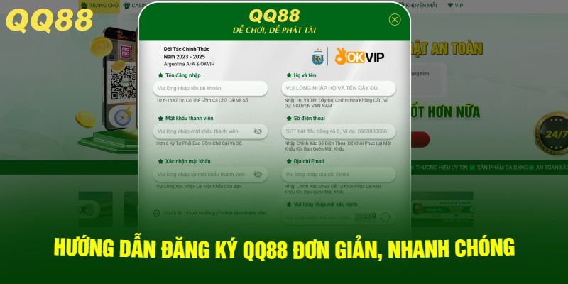 Hướng dẫn đăng ký QQ88 đơn giản, nhanh chóng